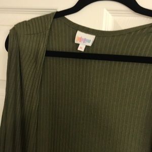 Army green ribbed joy vest Lularoe